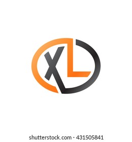 XL initial letters looping linked ellipse logo orange black