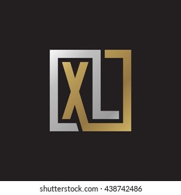 XL initial letters looping linked square elegant logo golden silver black background