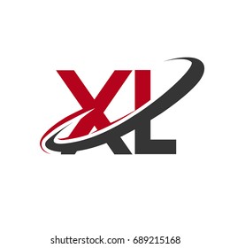 XL initial logo company name colored red and black swoosh design, isolated on white background. vector logo for business and company identity.
