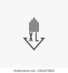 Indicaciones del logotipo de bienes raíces XL. vector de logotipo