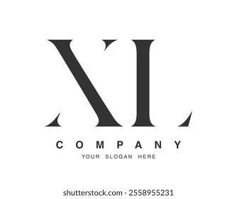 XL logo design. Initial letter x and l serif font style. Creative classic company name typography. Trendy logotype or identity. Vector illustration.