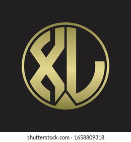 XL Logo monogram circle with piece ribbon style on gold colors