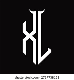 Monograma de logotipo XL com forma de chifre isolado preto e branco modelo de design em fundo preto