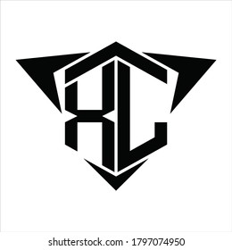 XL Logo monogram with wings arrow around design template on white background