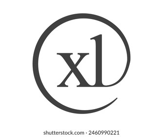 XL logo from two letter with circle shape email sign style. X and L round logotype of business company for brand identity.