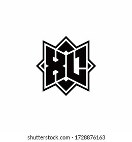 XL monogram logo with square rotate style outline design template