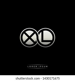 XL X L initial letter linked circle capital monogram logo modern template silver color edition