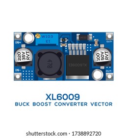 XL6009 Buck Boost Converted Module Vector Layout Illustration  