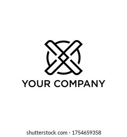 x-letter logo vector in black and white circle