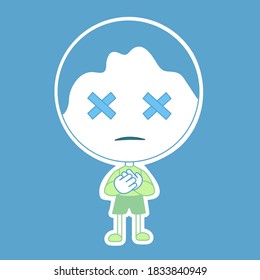  x-like dead eyes and neutral face, funny cartoon character with simplistic facial expression, simple emoticon, eps 10 vector illustration
