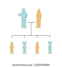 X-Linked Dominant Inheritance Concept Design. Vector illustration.