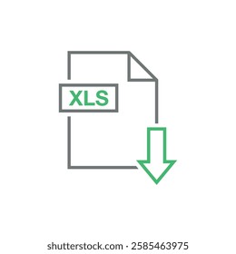 XLS Document Download Icon Vector Template