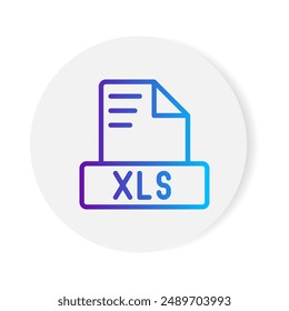 Xls document format file icon. with gradient outlines. vector illustration.