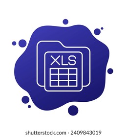 xls document icon with a file folder, line vector