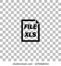 XLS File. Black flat icon on a transparent background. Pictogram for your project