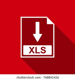 XLS file document icon. Download XLS button icon isolated with long shadow. Flat design. Vector Illustration