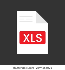 XLS file flat vector icon isolated on a gray background. Vector icon for applications, UI or web design