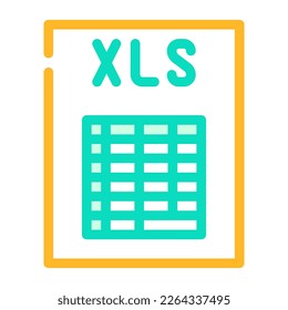 xls file format document color icon vector. xls file format document sign. isolated symbol illustration