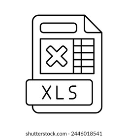 xls file format document line icon vector. xls file format document sign. isolated contour symbol black illustration