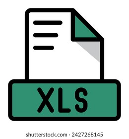 Xls file icon colorful style design. document format text file icons, Extension, type data, vector illustration.