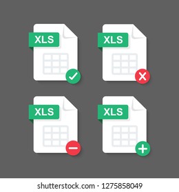 XLS files icon document icon symbol set  with Flat design element vector illustration