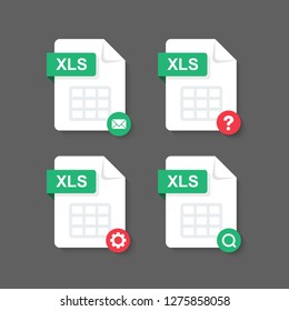 XLS files icon document icon symbol set  with Flat design element vector illustration