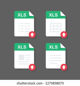 XLS files icon document icon symbol set  with Flat design element vector illustration