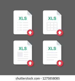 XLS files icon document icon symbol set  with Flat design element vector illustration