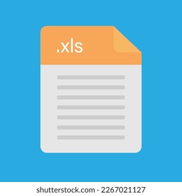 XLS format file. Document in xls extension. xls file. Vector