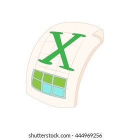 XLS icon in cartoon style on a white background