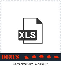 XLS icon flat. Simple vector symbol and bonus icon