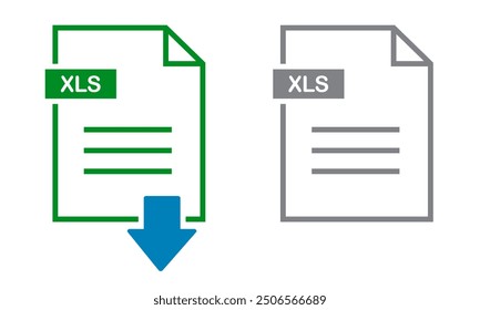 Xls icon on white background. file Xls download icon.