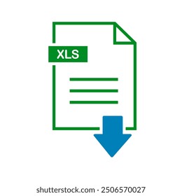 xls icon on white background. file Xls download icon.