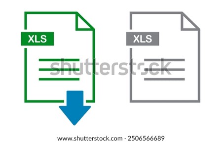 Xls icon on white background. file Xls download icon.