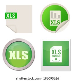 Xls icon set on white background, vector illustration