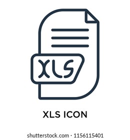 Xls icon vector isolated on white background, Xls transparent sign , thin pictogram or outline symbol design in linear style