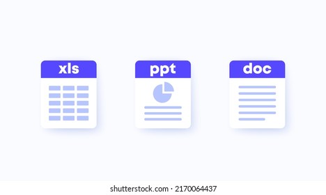 iconos de archivo Xls, ppt y doc