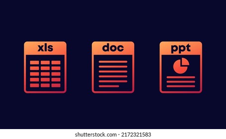 Xls-, ppt- und doc-Dateisymbole für Web