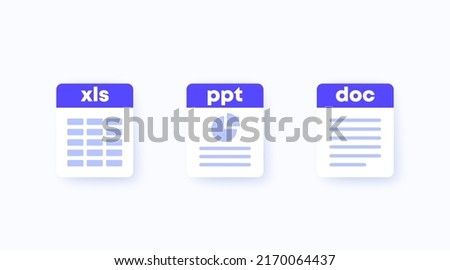 Xls, ppt and doc file icons