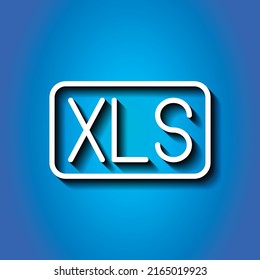 XLS simple icon vector. Flat design. White icon with shadow on blue background.ai