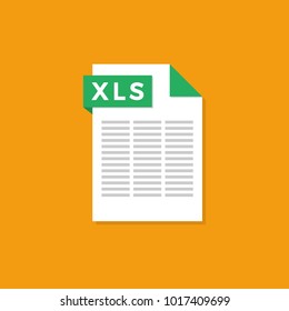 XLS  Spreadsheet Document File Format Flat Icon. Vector Illustration.