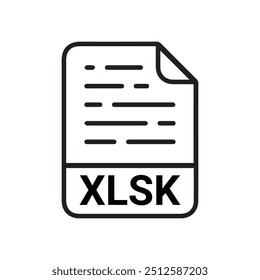 ícone XLSK, ícone do vetor de estrutura de tópicos XLSK. Ícone XLSK de linha fina preta, ilustração de elemento simples de vetor plano a partir do conceito de big data editável isolado no fundo branco