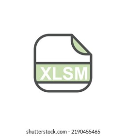 XLSM File Extension, Rounded Square Icon with Text - Format Extension Icon Vector Illustration.