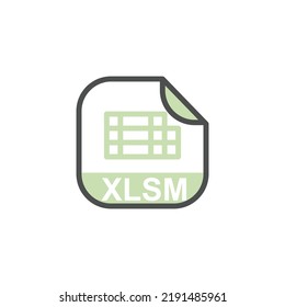 XLSM File Extension, Rounded Square Icon with Symbol - Format Extension Icon Vector Illustration.