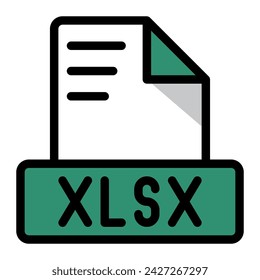 Xlsx file icon colorful style design. document format text file icons, Extension, type data, vector illustration.