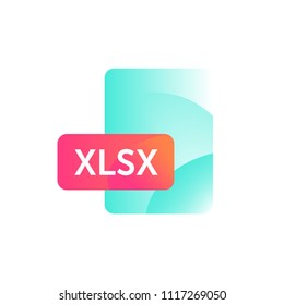 XLSX format icon. Vector. Gradient flat style. Bright, fashionable illustration of icons. Image is isolated on white background. A modern icon for the site and presentation.