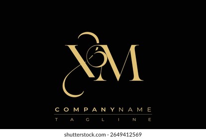 XM Abstract Creative Jewelry Logo. A stylish logo featuring golden monogram initials in an elegant and modern typography, perfect for branding