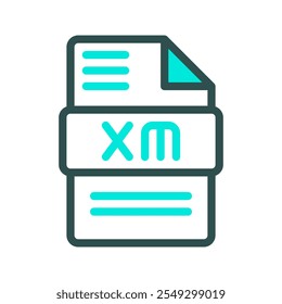 Xm audio format icon with bright color outline detail