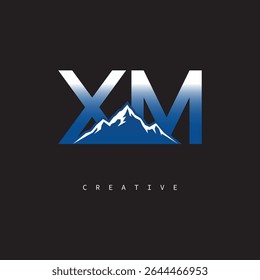 XM Creative Mountain Logo Bold Gradient Letter mark Branding Design for Business Outdoor Brands