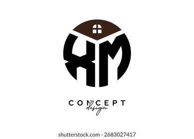 Diseño creativo del concepto del logotipo del monograma de los bienes raíces de XM en forma del círculo